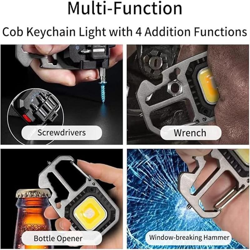 [Multi-Function LED Light] Cob Mini Flashlight Keychain Light, 500 Lumens
