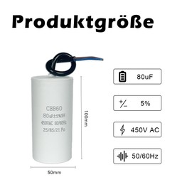 ANGEEK CBB60 450V 80uf 50/60HZ Capacitors, Motor Capacitors, Suppression Capacitors, Engine Start Capacitors, Microfarad Capacitors with Wires