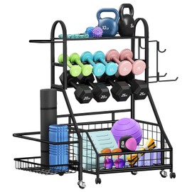 FULOOPHI Dumbbell Rack, 400LBS Weight Rack for Dumbbells Kettlebells, Adjustable Home Gym Storage for Yoga Mat&Ball Foam, All in One Workout Equipment Storag for Yoga Studio Home