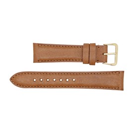 Real Leather Creations 18mm Short Tan Montana Genuine Leather Watch Band Strap – American Factory Direct - Gold and Silver Buckles Included – Made in USA FBA976