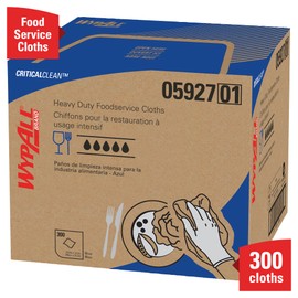 WypAll CriticalClean High Capacity Cloths Heavy Duty Foodservice Wipes (05927), Quarterfold Towels, Blue (1 Box of 300 Sheets, 300 Sheet Total)