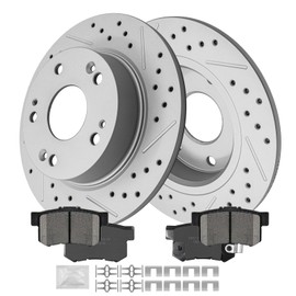 FRaxle Rear Brake kit, Drilled & Slotted Brake Rotors and Disc Brake Pads fit for Honda Accord 2003-2007 TSX 2004-2008