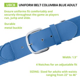 Champion Sports Elastic Uniform Belt, Columbia Blue, Adult