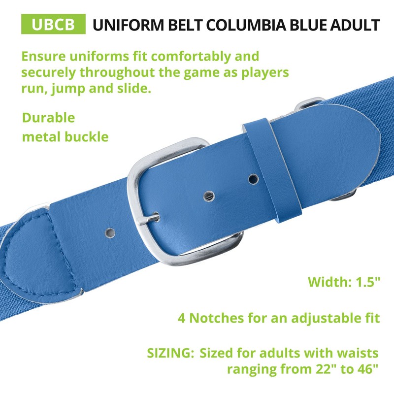 Champion Sports Elastic Uniform Belt, Columbia Blue, Adult
