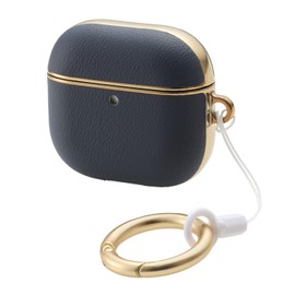 Elecom AVA-AP06PLMBU AirPods Case, 4th Generation, Active Noise Cancelling, Soft Leather Case, Plating Line, Blue
