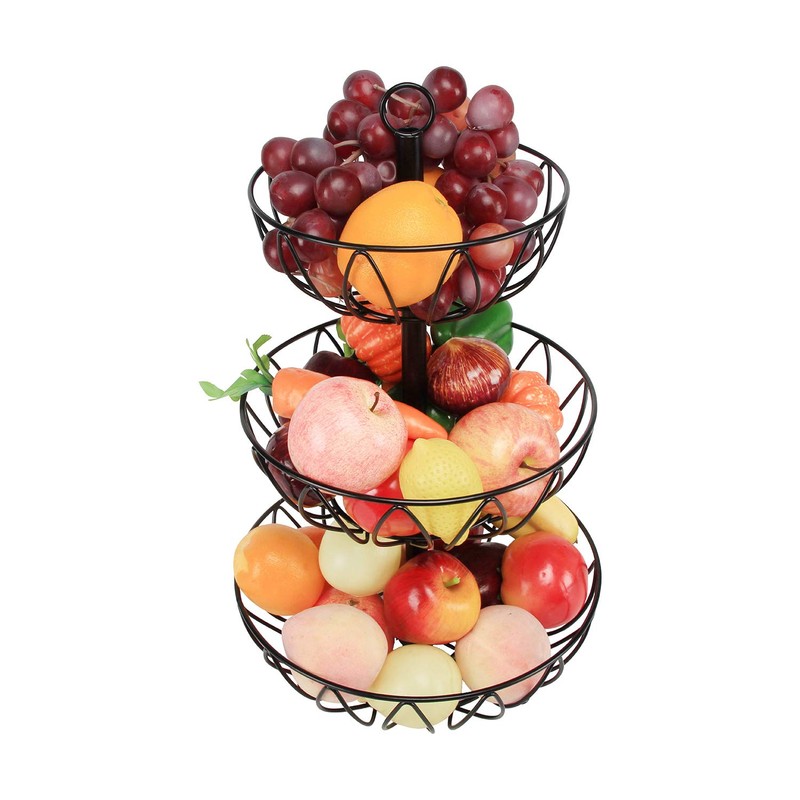 Rice rat 3-Tier Fruit Bowl Metal Wire Fruit Basket Bread
