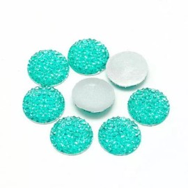 Unbranded 10 pcs Druzy Resin Embellishment Cabochons Blue Ice Mint – 10mm – Shimmer Style