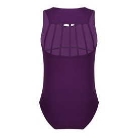 iiniim Girls Strappy/Mesh Back Team Basic Gymnastics Ballet Dance Camisole Leotard Athletic Sports Tank Tops Dark Purple 3-4