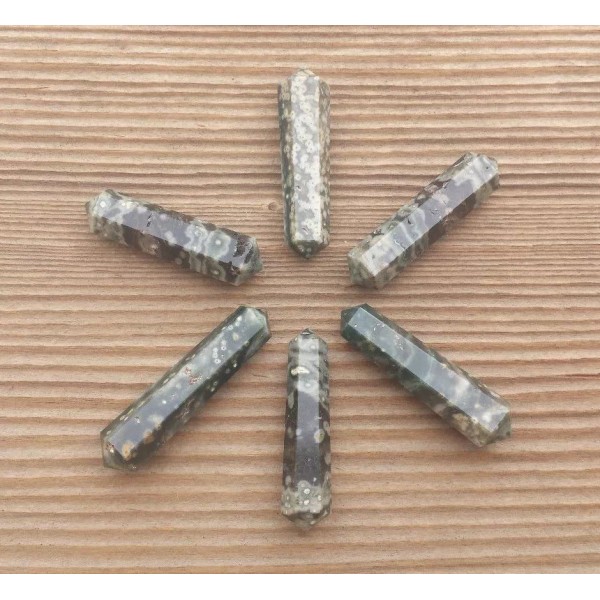RAINFOREST RHYOLITE DOUBLE TERMINATED GEMSTONE CRYSTAL PENCIL POINT (ONE)