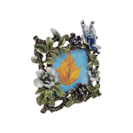 Tricune Floral Picture Frame 3x3, Vintage Photo Frame Made of Metal and High Definition Glass for Table Top Display, Home Decor
