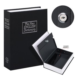 KYODOLED 10.5 Inch Diversion Book Safe with Key Lock, Secret Safe Metal Lock Box,Money Storage Collection Box,10.5" x 7.8" x 2.6" Black Extra Large