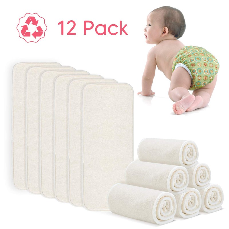 Damero 5-Layer Reusable Diapers Baby Inserts, 12PCS Cloth Diaper Inserts