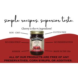 Dillman Farm All Natural Cherry Preserves - Gluten-Free, Non-GMO, Vegan, Kosher, Preservative Free, Corn Syrup Free - Made in USA, 16oz (Pack of 6)