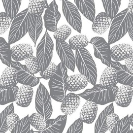 Pingianer 100 x 160 cm, Pineapple Leaves, 100% Cotton Fabric, Children, Sold by the Metre, Craft, Sewing Fabric (Pineapple Leaves, White, Grey, 100 x 160 cm)