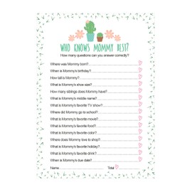 Cactus Who Knows Mommy Best Baby Shower Game - 24 count