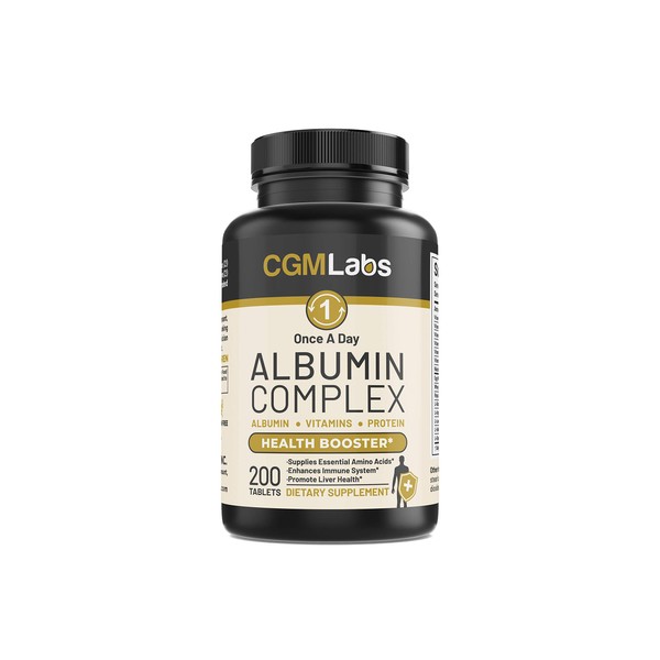 CGM Labs - Once A Day Albumin Complex - Whey Protein, Royal Jelly, Essential Amino Acids - 200 Chewable Tablets