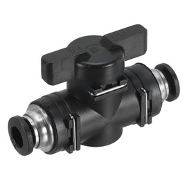 PATIKIL 1/4" Pneumatic Ball Valve 1/4" OD BUC Push-to-Connect Tube Fitting Ball Valve Union Straight Air Flow Control Valve for Air Hydraulic Black Silver