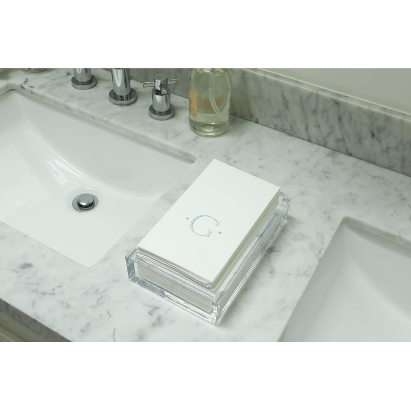 Caspari Antique Robin's Egg Single Initial Guest Towel Napkins in