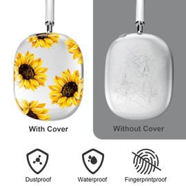 Yivenbarity Sunflower Case Compatible with AirPods Max Cover,Cute Floral Flower Pattern Design for Women Girls Men,Clear Silicone Case Anti-Scratch Shockproof Protective for Airpods Max Case