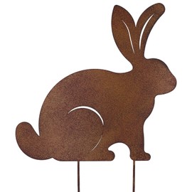 B2S BACK2SEASON Metal Rabbit, Rust Look, Garden Stake, Happy Easter, Height 26 cm + 14 cm Plug