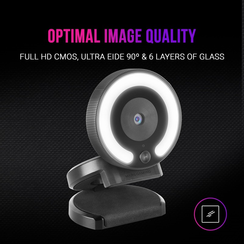 Mars Gaming Gaming MWPRO Black, Full HD Webcam, 90º Optics,