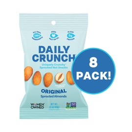 Daily Crunch Sprouted Almonds, 1.5 Ounce Mini, On-The-Go Bags (Original Sprouted, 8 Pack) Sprouted and Dehydrated for a Unique Crunch, Keto Friendly, Non-GMO, Oil and Salt Free, Vegan, Healthy Snack…
