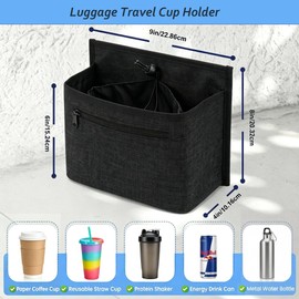 ZMD Luggage Travel Cup Holder for Suitcase, Drink Carrier for Coffee Foldable Luggage Accessories, Drink Holder for Travel Essentials, Traveler Carry on Hands Free Accessory, Gifts for Flight
