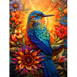Ekuxom Hummingbird Diamond Painting Kits for Adults, Sunflower Diamond Art Kits for Beginners, DIY Full Round Drill Diamond Painting Gem Art Kits for Gift Home Wall Decor 12x16in