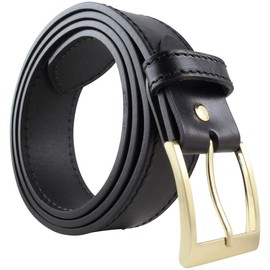 BELTINGER High-quality denim belt made of full cowhide leather with stitching 4 cm, leather belt with golden belt buckle 40 mm, Black, Gold, 80 cm (Gesamtlänge 95 cm)