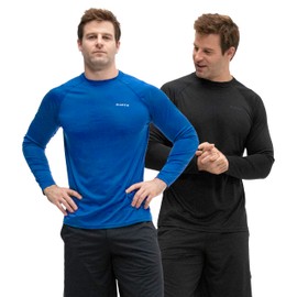 KISTA 2 Pack Men's Thermal Long Sleeve Compression Shirts, Mock/Turtleneck Winter Sports Running Base Layer Top (Small, Black/Blue)
