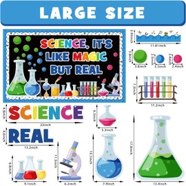 Science Bulletin Board Decorations Set, Chemistry Lab Apparatus Classroom Decoration Scientist Laboratory Cutouts Back to School Library Wall Door Decor for Teacher(Science, It's Like Magic But Real)