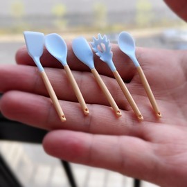 Miniature Cooking Utensil Set, 1:6 Scale Cooking Utensil Set, Dollhouse Miniature Spatula Soup Ladle Scraper Spaghetti Server, Dollhouse Kitchen Utensil (Yellow)