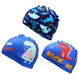 3 Pcs Kids Swimming Caps Swimming Hat for Boys Girls Waterproof Nylon Swim Caps Comfortable Bathing Caps for Child