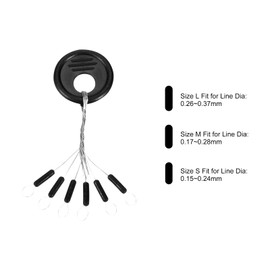 PATIKIL S Size Fishing Rubber Bobber Beads Stoppers, 600 Pieces 6 in 1 Float Sinker Stops Cylinder Shape with Storage Case, Black