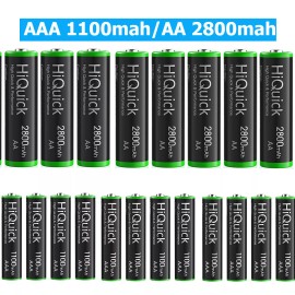 Hiquick AAA AA Rechargeable Batteries 1.2V 1100mAh 2800mAh / LCD Charger Lot - 12x AA 2800mAh Batteries