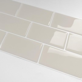 Alwayspon 10 Sheets 3D Thickened Peel and Stick Vinyl Backsplash Tiles, 12"x6" Self-Adhesive Wallpaper Wall Tile Stickers Stick on Subway Tiles for Kitchen Bathroom, Beige