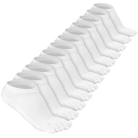 Bencailor 6 Pairs Women Toe Socks Cotton Compression Ankle Five Toe Sock Low Cut Athletic Running Socks for Women Men Kids(5-9,White)
