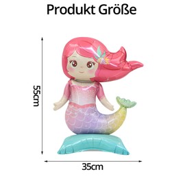 DazzJoy 2 Stück 3D Meerjungfrau Luftballon Tiere Ballons, Meerjungfrau Ballon Deko Kindergeburtstag, Folienballon Meerjungfrau Geburtstag Deko, Meerjungfrauen Helium Ballon für Unterwasserwelt Deko