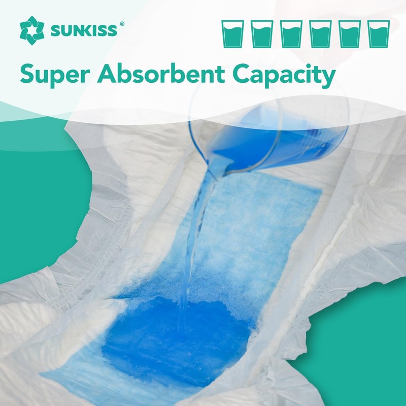 SUNKISS TrustPlus Adult Diapers with Maximum Absorbency, Unisex Disposable Incontinence