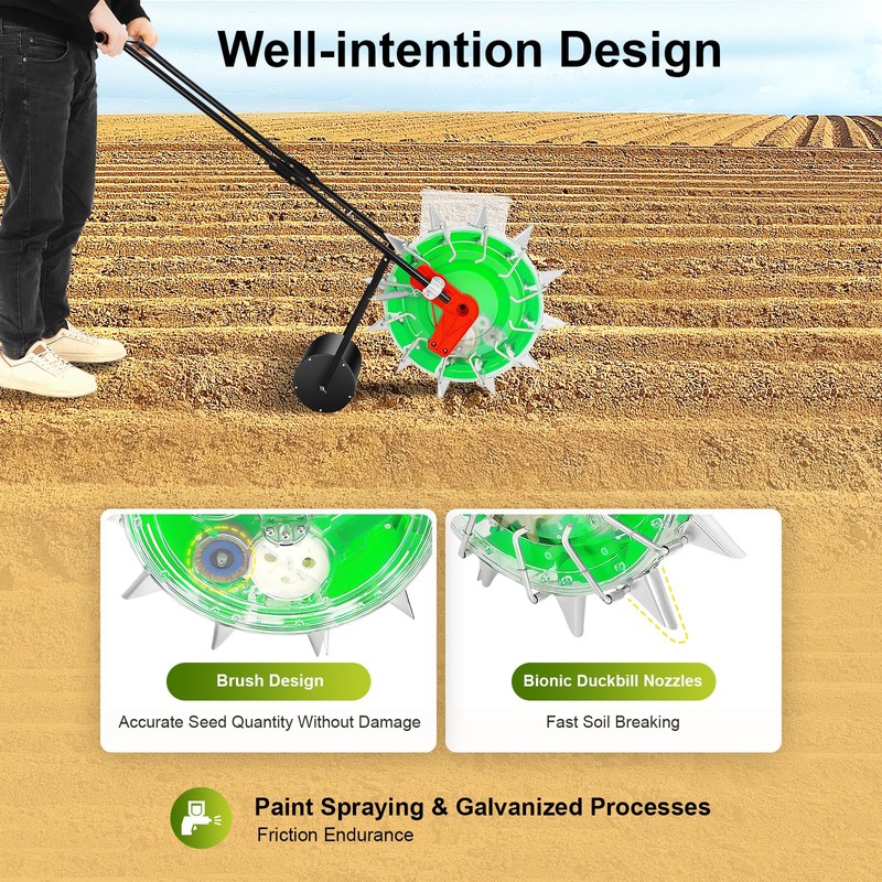 Manual Garden Seeder Hand-Push Roller Seeding Fertilizer Applicator Peanut Planter