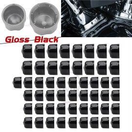 Unbranded Gloss Black Engine Bolt Cap Set Fit For Harley Road Glide King Heritage Classic