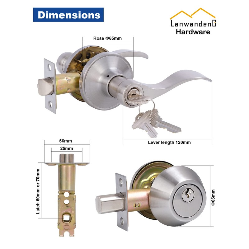 Keyed Alike Front Door Lever Lockset with Single Cylinder Deadbolt