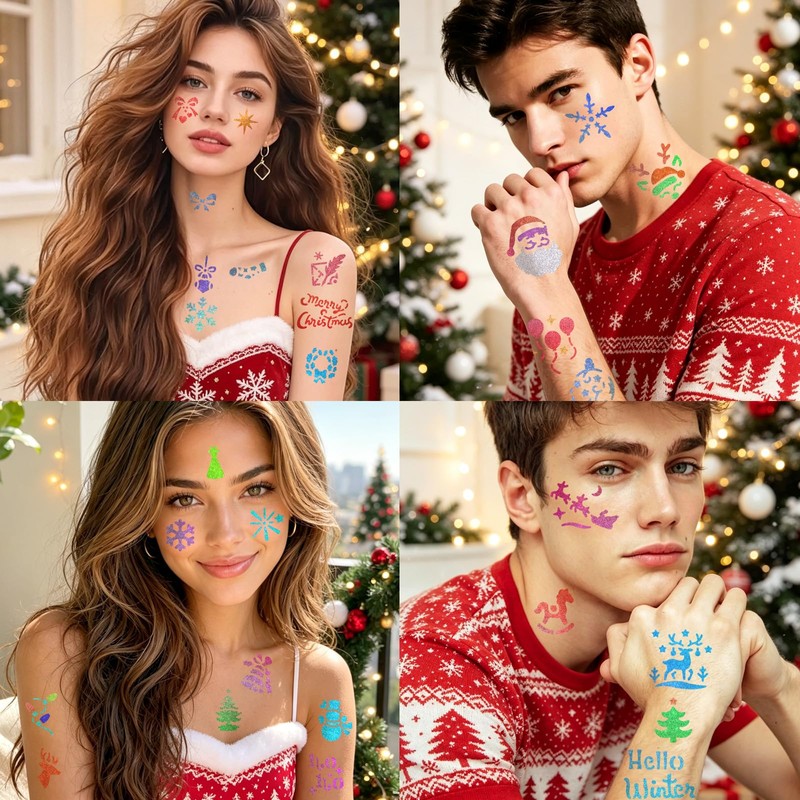 Christmas Temporary Tattoo Stencils, Christmas Party Stocking Stuffers