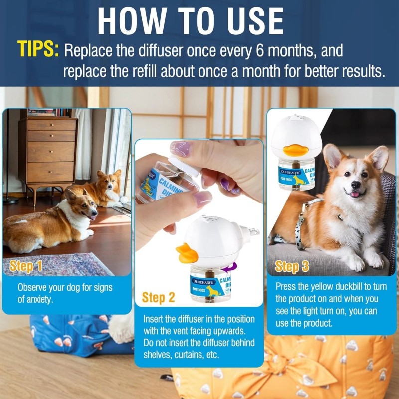 DUNKHADEN Dog Calming Pheromone Diffuser for Relief Anxiety, Reducing Barking,
