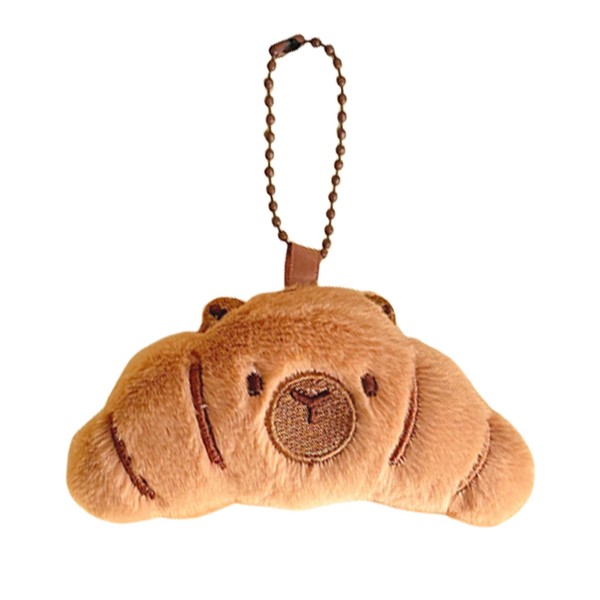 MUNSKT Cute Croissant Plush Keychain, in Capybara Face Print, Funny