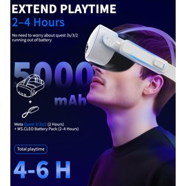 2-Pack 5000mAh Battery Pack for Meta/Oculus Quest 3S/3/2, 18W PD Fast VR Charger, Extended 4-8H Playtime, Dual Fast Charging, Clip-On Power Banks, Lightweight & Safe, Meta Quest 3S/3/2 Accessories