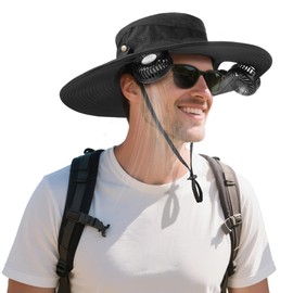 AMACOOL Bucket Hat Fan Pro, 2-in-1 Sun Hat with Detachable Neck Fan, UPF 50+ Wide Brim, Gifts for Father Dad Husband, Fishing Essentials 2026 for Men Women, Camping Hiking Beach Gardening Outdoor