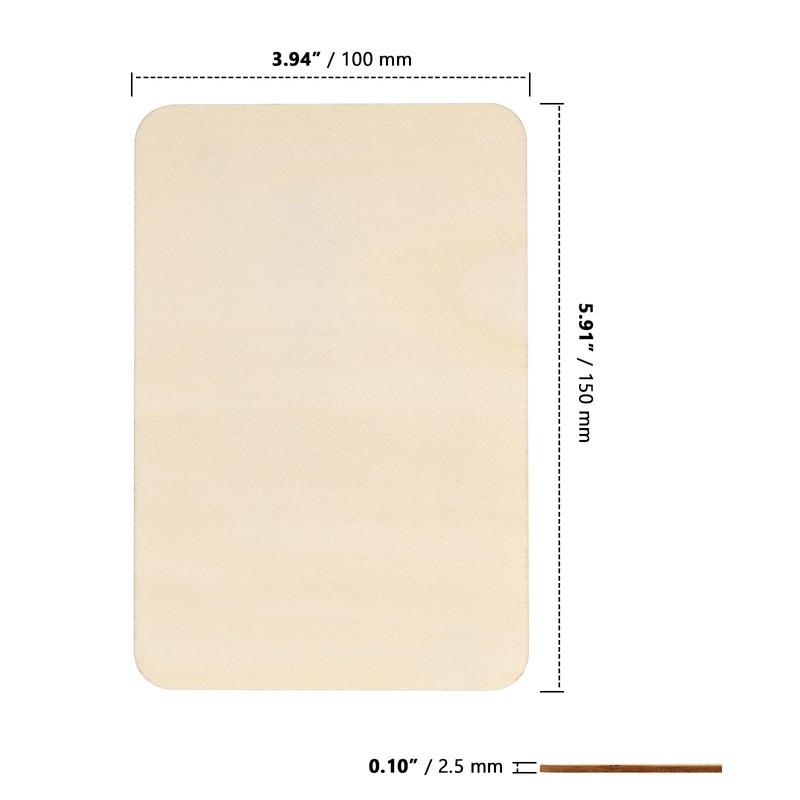50 PCS 6 x4 Inch Unfinished Basswood Blanks, Rectangle Wood