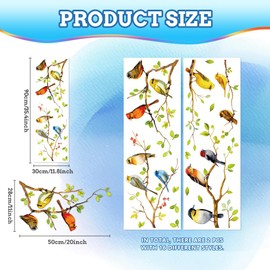 Peacoblue Window Static Clings Stickers Decal 11.8"x35.4",2 Sheets with 15PCS Patterns Decorative Removable Window Sticker Cling Home Office Decor for Glass Window Mirror (Perching Birds)