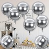 8 Pcs Silver Round Foil Balloons, 22 Inch, Large 4D